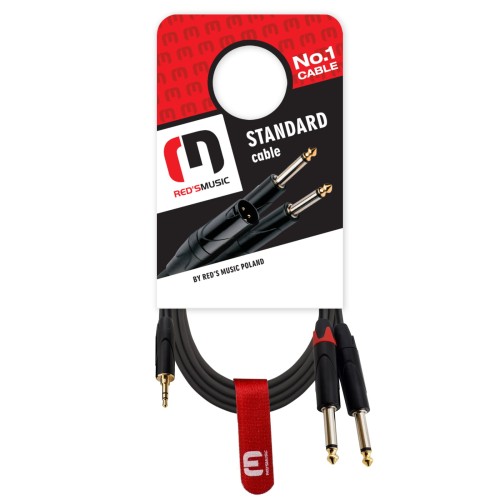 Reds Music AU1730 - kabel audio Jack stereo 3.5 - 2x Jack mono 6.3 3m