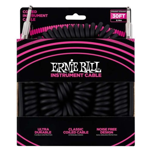 Ernie Ball EB6044 - kabel instrumentalny spiralny 9m czarny