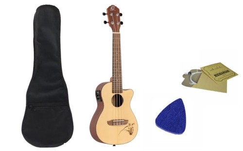 Ortega RU5CE - ukulele koncertowe - elektro + AKCESORIA II
