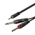 Roxtone SAYC130L3 - kabel jack 3.5 stereo - 2x Jack 6.3 mono 3m
