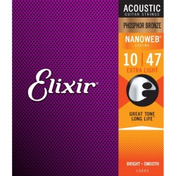 Elixir Nanoweb Phosphor Bronze (10-47) - struny do gitary akustycznej