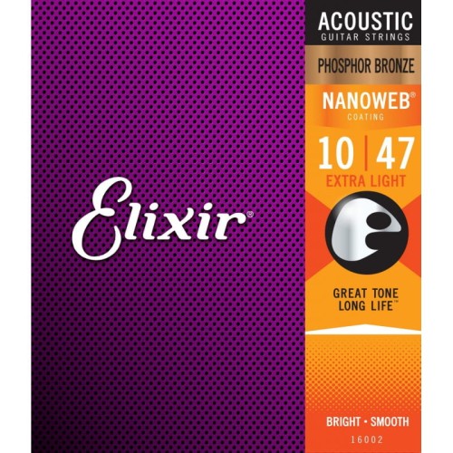 Elixir Nanoweb Phosphor Bronze (10-47) - struny do gitary akustycznej