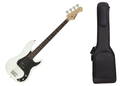 Aria STB-PB/B WH - gitara basowa + POKROWIEC